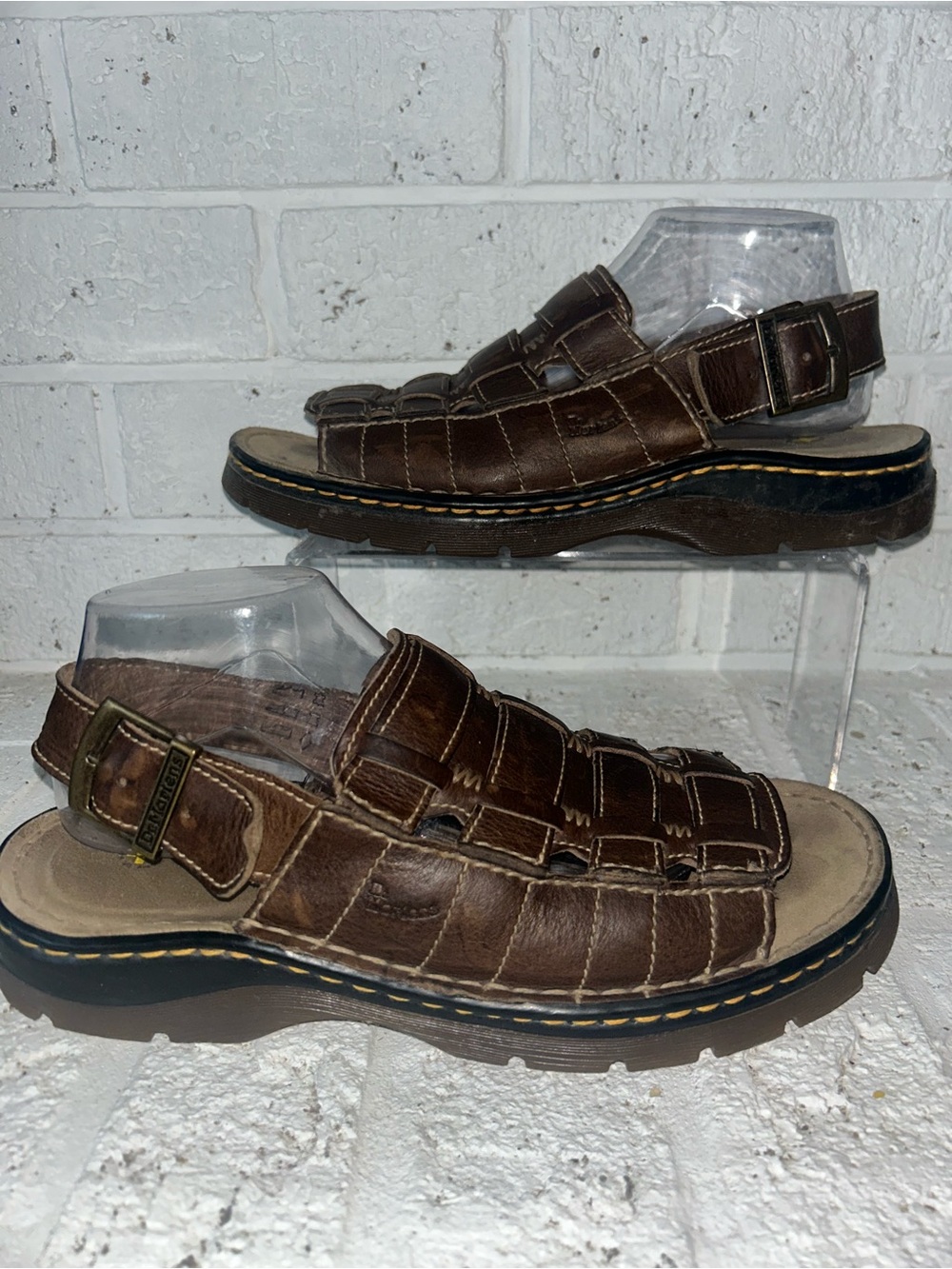 Dr Martens Docs Chunky Fisherman Brown Leather Sandals Shoes US 10
